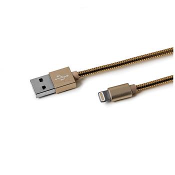 Datový USB kabel CELLY s Lightning konektorem, kovový obal, 1 m, zlatý