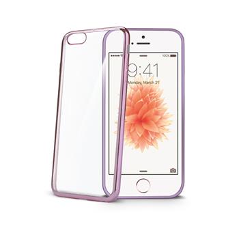 TPU pouzdro CELLY Laser - lemování s kovovým efektem pro Apple iPhone SE, růžové,bez obalu
