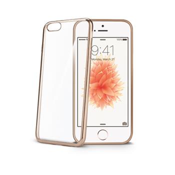 TPU pouzdro CELLY Laser - lemování s kovovým efektem pro Apple iPhone SE, zlaté,bez obalu