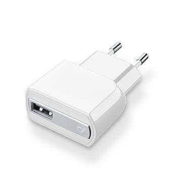 Cestovní nabíječka CellularLine pro přístroje Apple s konektorem Lightning a USB výstupem, MFI, bílá,rozbaleno