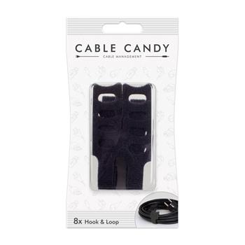 Káblový organizér Cable Candy Hook &amp; Loop, 8ks, čierny