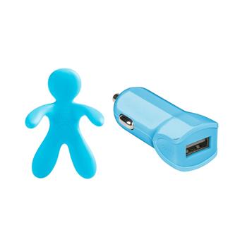 Set 2v1 CELLY Giulio & Cesare USB autonabíječka + osvěžovač vzduchu, 1 A, aroma moře, modrý