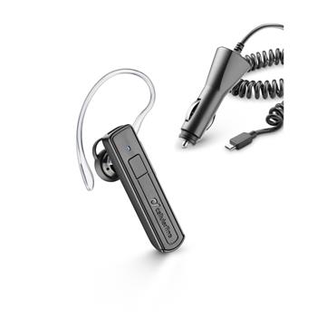 Bluetooth headset CellularLine Mono s autonabíjačkou, čierny