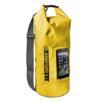 Voděodolný vak CELLY Explorer 10L s kapsou na telefon do 6,2", žlutý