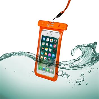 Univerzální vodeodolné puzdro CELLY Splash Bag pre telefóny 6,2 &quot;, oranžovej