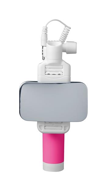 Teleskopická selfie tyč CellularLine Total View s otočným zrcátkem, růžová
