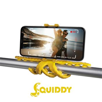 Flexibilní držák s přísavkami CELLY Squiddy pro telefony do 6,2", žlutý