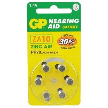 GP ZA 10, knoflíková baterie kompatibilní do naslouchadel, 6 ks v balení