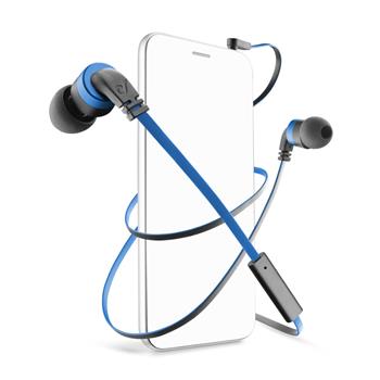 In-ear sluchátka CellularLine Mosquito s mikrofonem, 3,5 mm jack, headset, plochý kabel, černo-modré