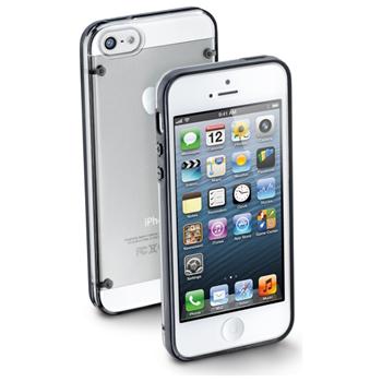 Zadní ochranný kryt CellularLine Bumper Plus pro Apple iPhone 5/5S/SE, černý + fólie na displej