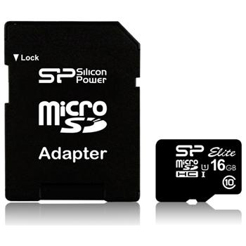 Paměťová karta Silicon Power microSDHC UHS-1, C10, 16GB + adaptér SD