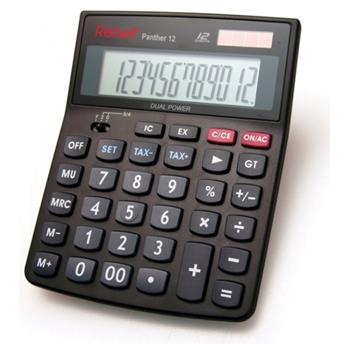 Stolní kalkulačka REBELL Panther 12, duální napájení, černá