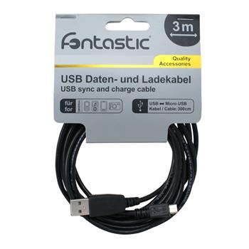 Datový kabel Fontastic s konektorem microUSB, 3m, černý