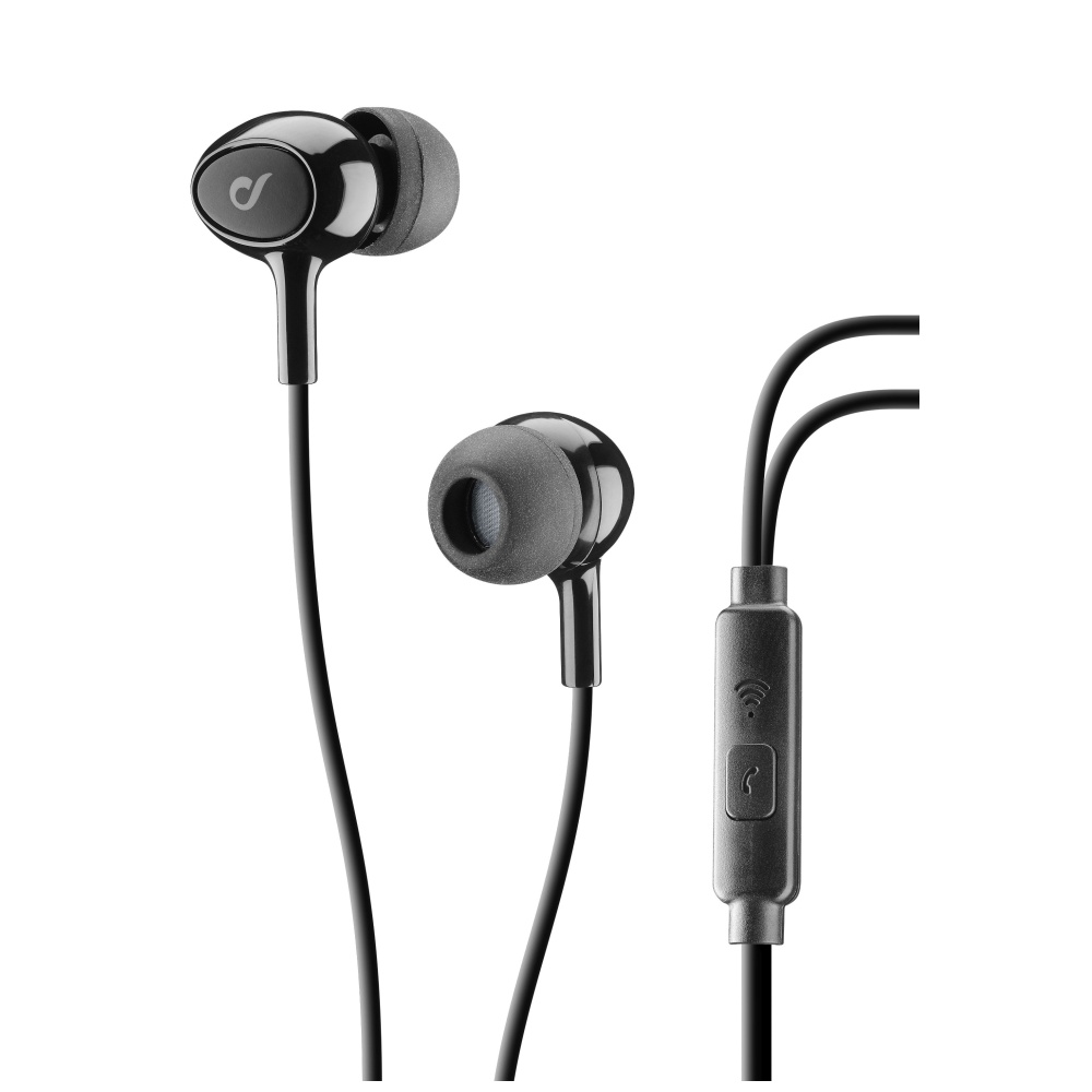 In-ear sluchátka CELLULARLINE ACOUSTIC s mikrofonem, AQL® certifikace, 3,5 mm jack, černé