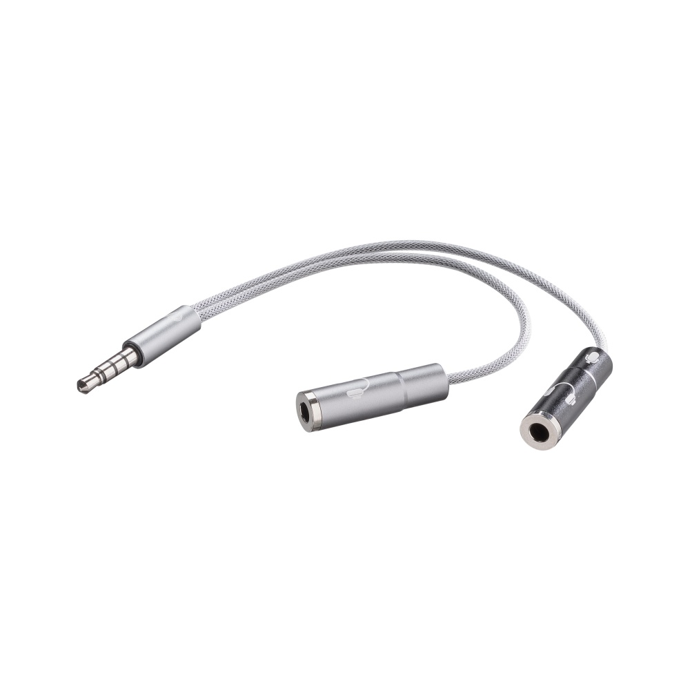 Rozdvojka na sluchátka CELLULARLINE AUDIOSPLITTER, AQL® certifikace, 3,5 mm jack, stříbrná