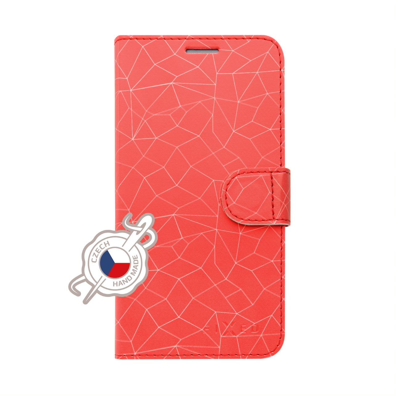 Pouzdro typu kniha FIXED FIT pro Xiaomi Redmi Note 6 Pro, motiv Red Mesh