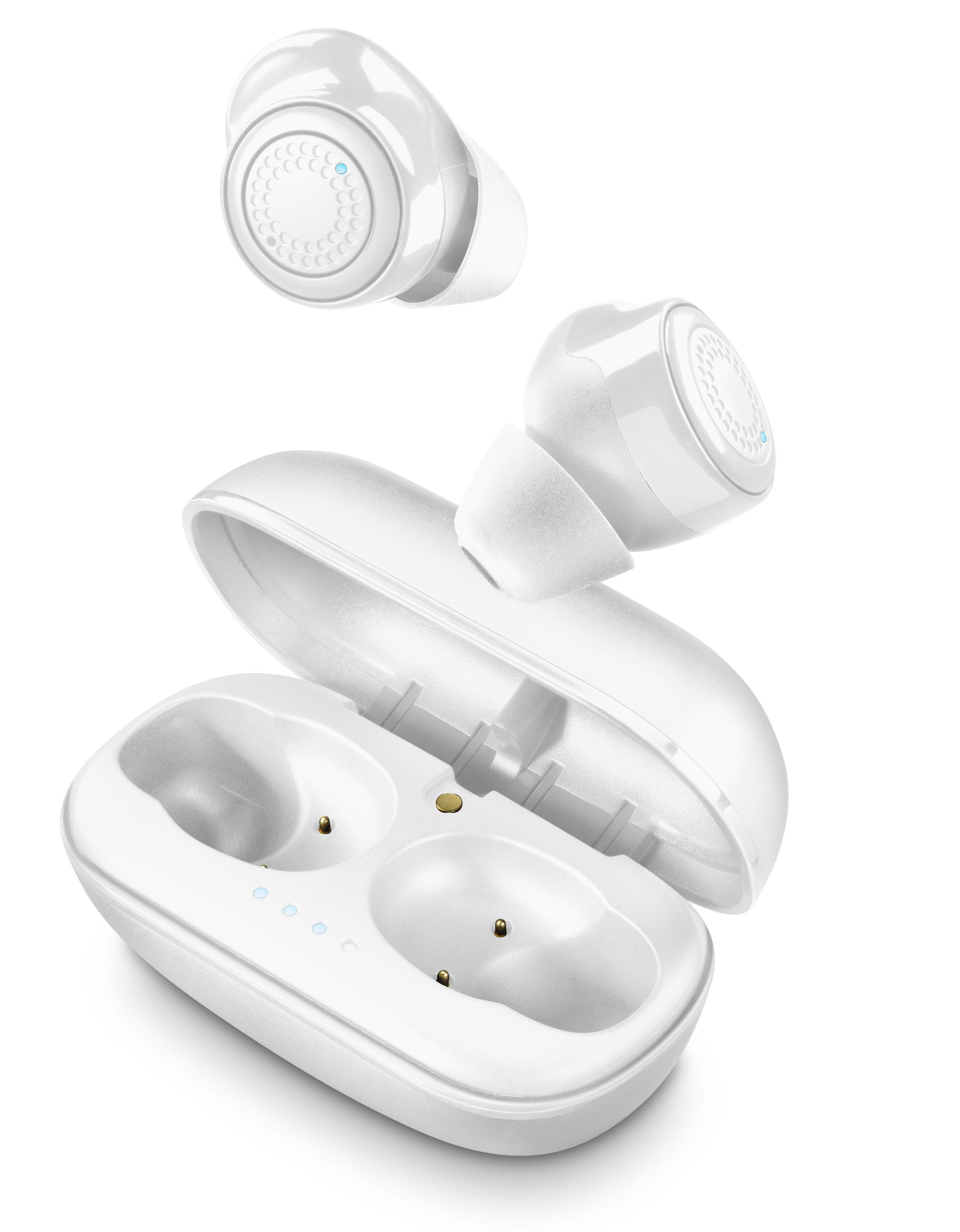 True wireless sluchátka Cellularline PETIT s dobíjecím pouzdrem, bílá