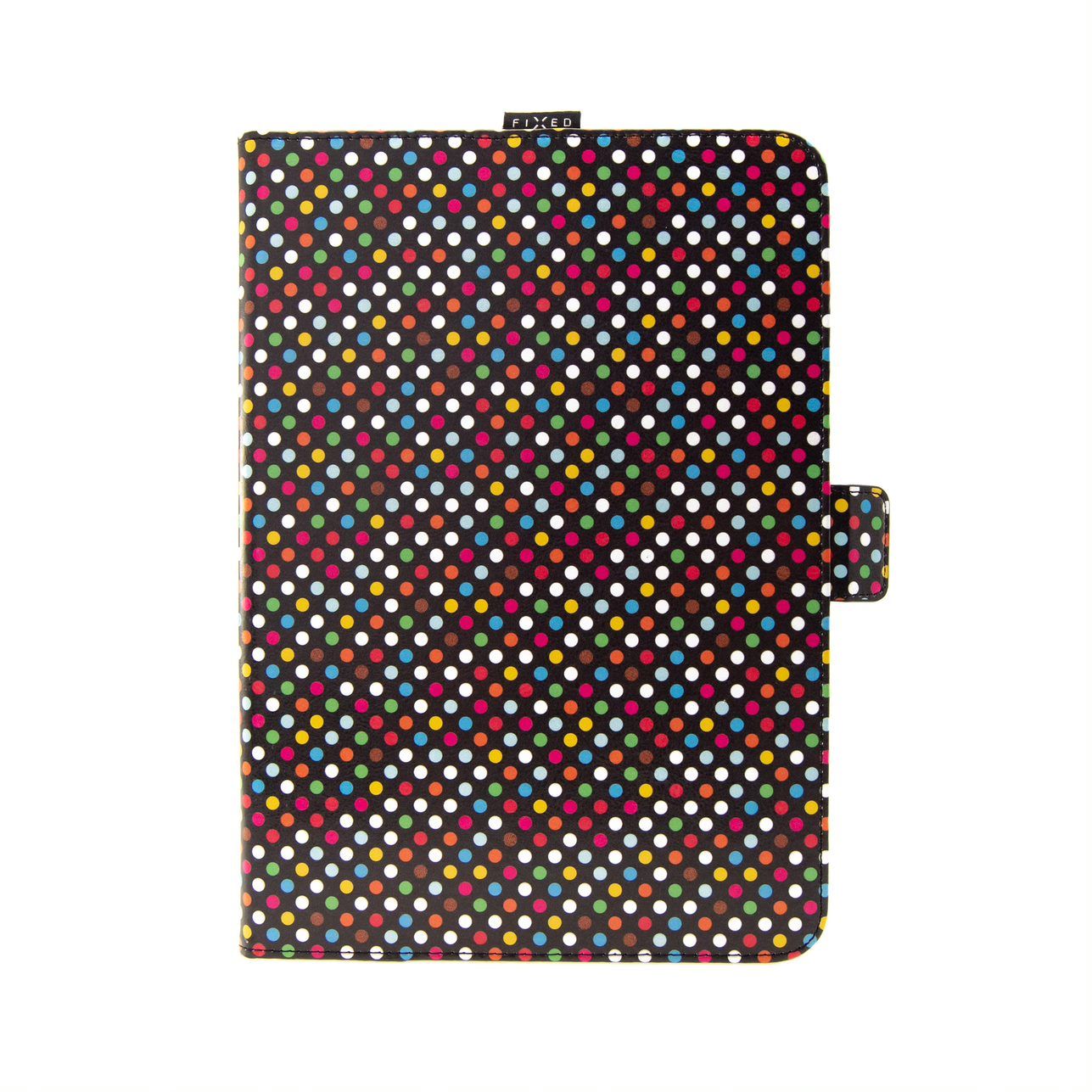 Pouzdro pro 10,1" tablety FIXED Novel se stojánkem a kapsou pro stylus, PU kůže, motiv Rainbow Dots