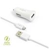FIXED USB Car Charger 12W+ USB/micro USB Cable, white