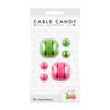 Cable organizer Cable Candy Mixed Beans, 6 pcs, green and pink
