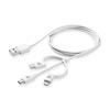USB CellularLine cable with three Lightning adapters + micro USB + USB-C, white