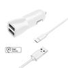 FIXED Dual USB Car Charger 15W+ USB/USB-C Cable, white