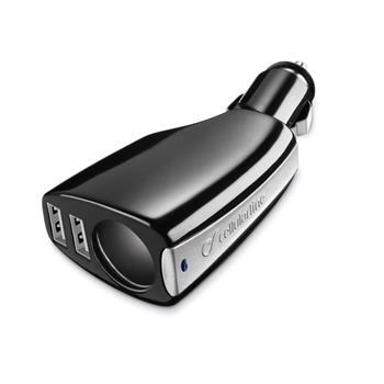 CellularLine car charger with CL output and 2 USB ports, black
