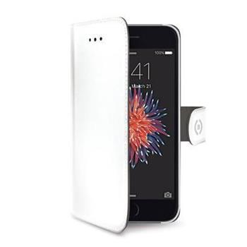 Pouzdro typu kniha CELLY Wally pro Apple iPhone 5/5S/SE, PU kůže, bílé