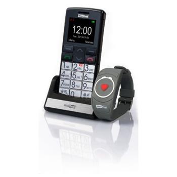 Mobilní telefon pro seniory MAXCOM MM715, SOS náramek, černý