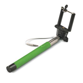 Selfie stick CELLY, spoušť přes 3,5mm jack, drážka proti protáčení, zelená