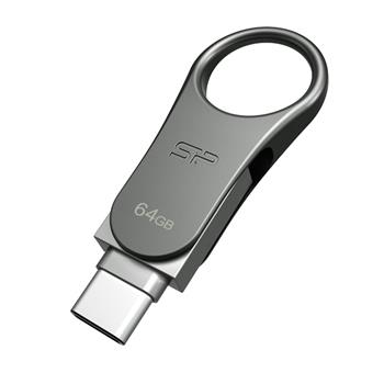 Dual USB flash drive Silicon Power Mobile C80, 64GB USB-C, USB 3.0, metal
