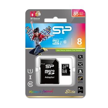 Paměťová karta Silicon Power ELITE COLORFUL microSDHC, UHS-1, C10, 8GB + adaptér SD