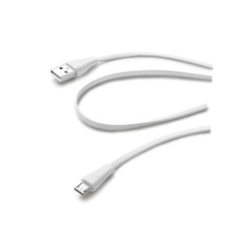 Plochý USB datový kabel CellularLine s konektorem microUSB, bílý
