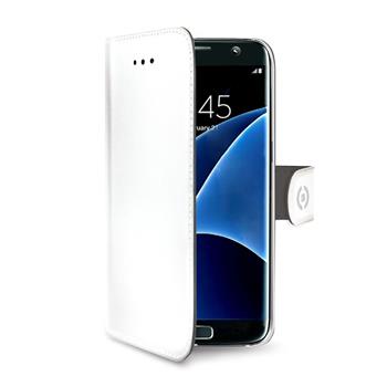 Púzdro typu kniha CELLY Wally pre Samsung Galaxy S7 Edge, PU kože, biele