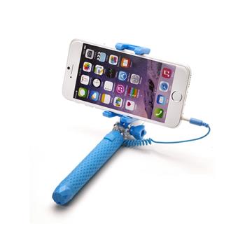 Selfie stick CELLY Mini selfie, spoušť přes 3.5mm jack, kompaktní rozměry, světle modrá