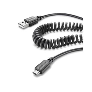 Kroucený USB datový kabel CELLULARLINE s konektorem microUSB, černý