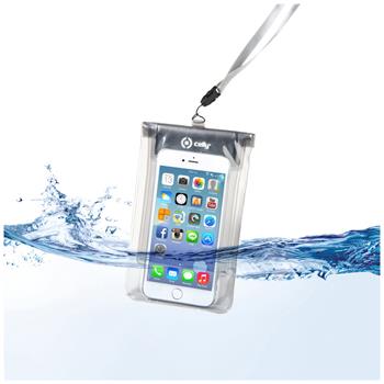 Univerzální voděodolné pouzdro CELLY Splash Bag pro telefony 5,7 ", bílé