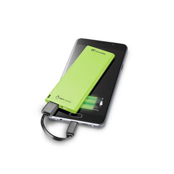 Ultratenká powerbanka CellularLine FREEPOWER SLIM s USB-C konektorem, 3000mAh, zelená
