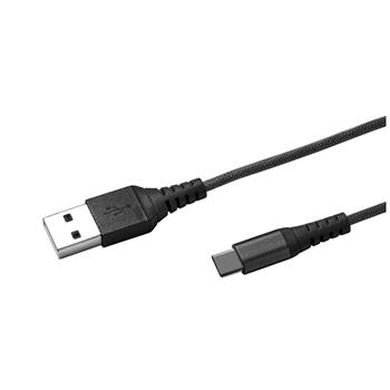 Datový USB kabel CELLY s USB-C konektorem, nylonový obal, 1 m, černý