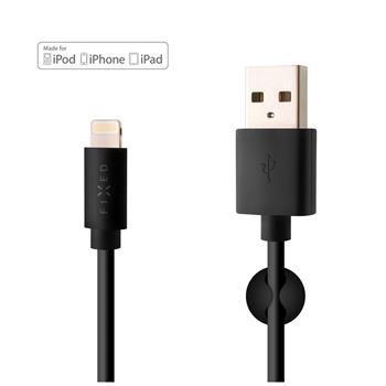 Dátový a nabíjací kábel FIXED s konektormi USB/Lightning, 1 meter, MFI certifikácia, čierny