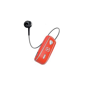 Bluetooth náhlavná súprava CELLY SNAIL so svorkou a káblovým navijakom, červená