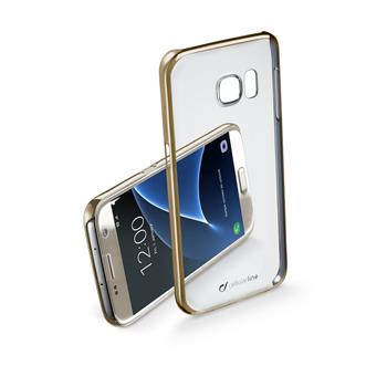 Zadní čirý kryt s ochranným rámečkem Cellularline CLEAR CRYSTAL pro Samsung Galaxy S7, zlatý,bez obalu