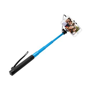 Teleskopický selfie stick FIXED v luxusnom hliníkovom prevedení, 3,5 mm jack, modrý, rozbalené