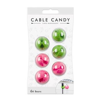 Cable organizer Cable Candy Beans, 6 pcs, green and pink