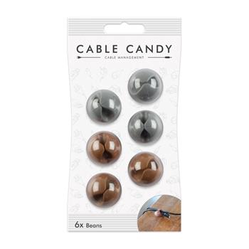 Káblový organizér Cable Candy Beans, 6 ks, šedý a hnedý