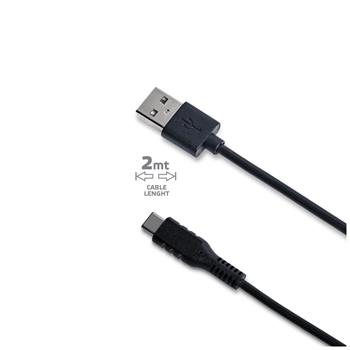 Datový a nabíjecí USB kabel CELLY s konektorem USB-C, 2m, USB 2.0, 3A, černý