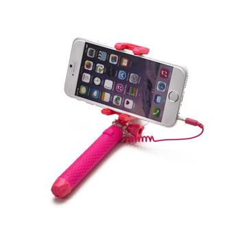 Selfie stick CELLY Mini selfie, spoušť přes 3.5mm jack, kompaktní rozměry, růžová,rozbaleno