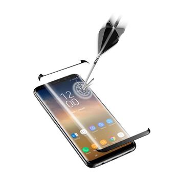 Ochranné zaoblené tvrzené sklo pro celý displej CellularLine GLASS pro Samsung Galaxy S9 Plus, černé