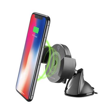Universal CellularLine Pilot Active holder with suction cup and wireless charging function, black