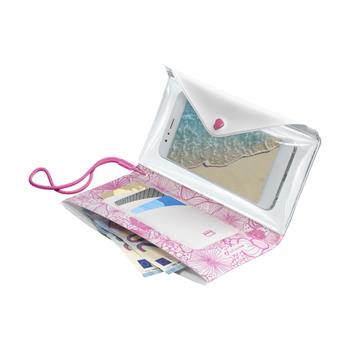 Voděodolné pouzdro s peněženkou Cellularline VOYAGER POCHETTE do velikosti 6,3", růžové